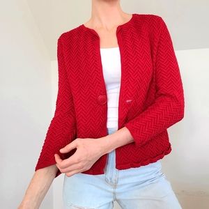 Vintage - Red cotton knit cardigan/Sweater